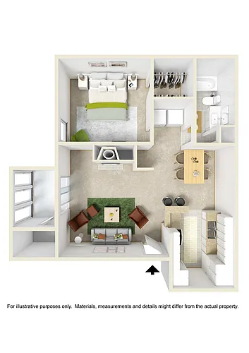 Floor plan 1 Bedroom 1 Bath