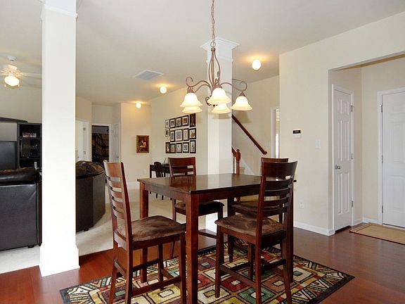 Breakfast area opens to large den