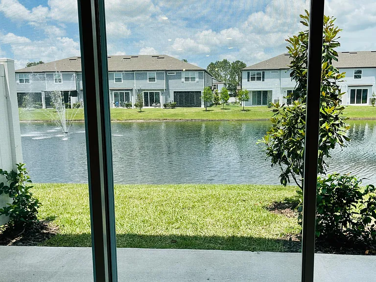 Door wall and outdoor patio area