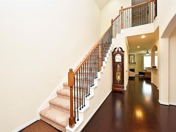 Wrought iron spindles on the stairs.