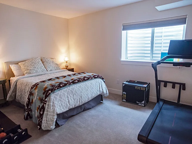Basement bedroom - has connected bathroom and closet.