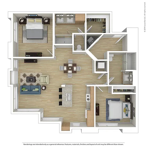 Floor plan Large 2 Bedroom 2 Bath