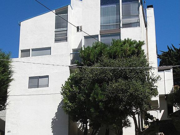 Hillside view of house