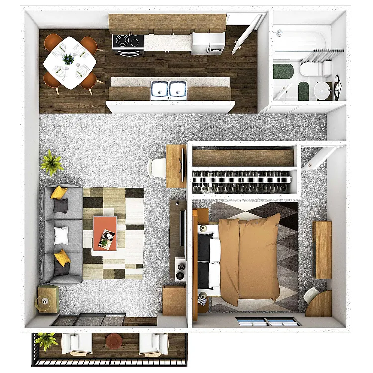 Floor plan 1 Bed 1 Bath