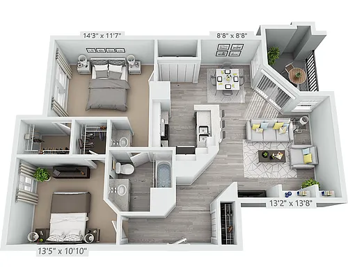 Floor plan Two Bedroom B1B