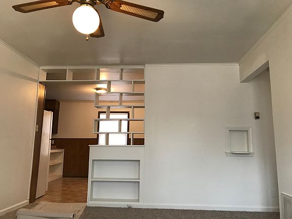 View from living room into kitchen