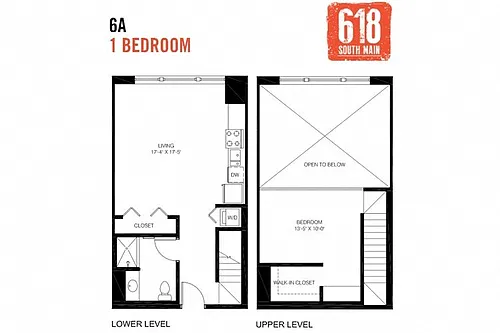 Floor plan 1 Bedroom 1 Bath Loft 872 sq. ft.