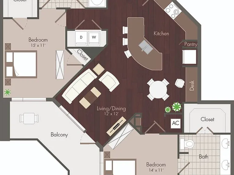 2 Bedroom Floorplan 2 Bedroom Floorplan
