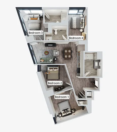 Floor plan D5 | leasing per bedroom