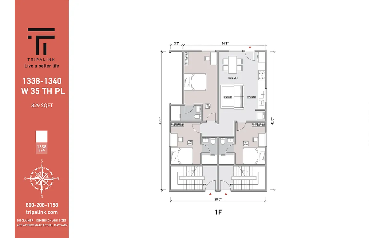 Floor plan 1338 1/4 W 35th Pl