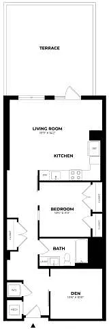 Floor plan 1 Bed/1 Bath Den-B9