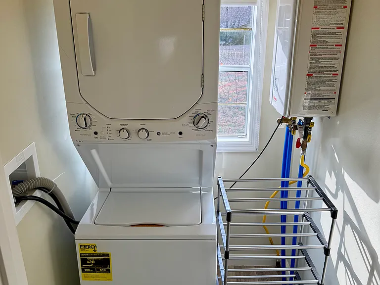 Stacked Washer/Dryer 
On Demand water heater
