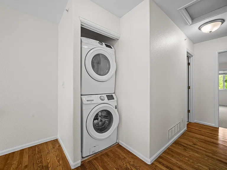 View toward a bedroom and full bath