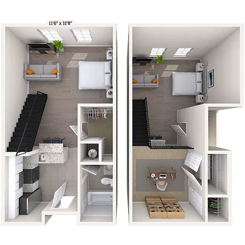 Floor plan Loft 0x1 647-878 SF