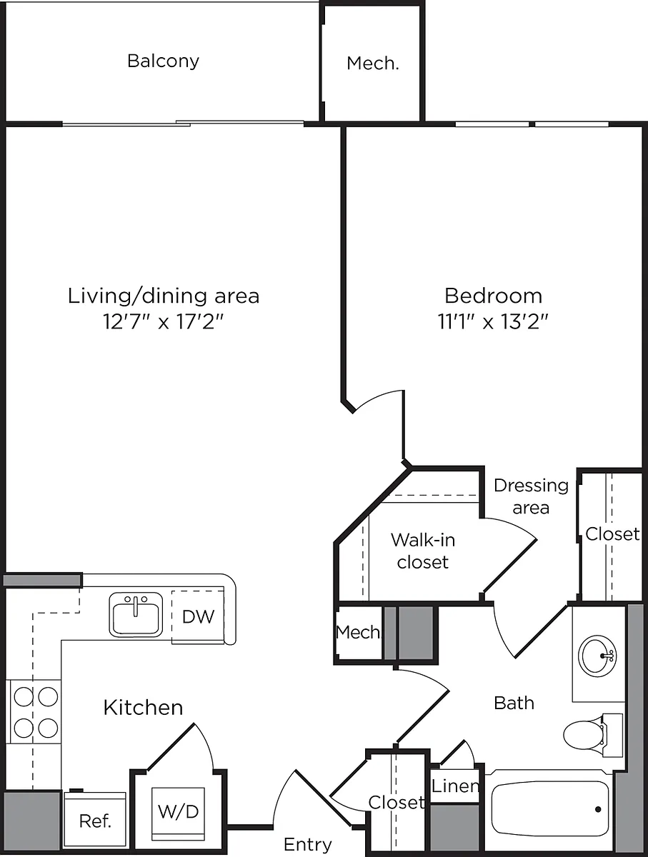 Floor plan 1 Bedroom C