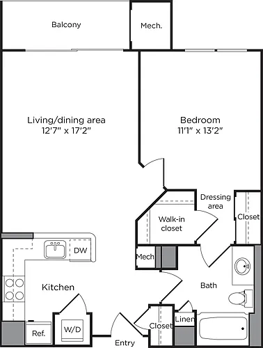 Floor plan 1 Bedroom C