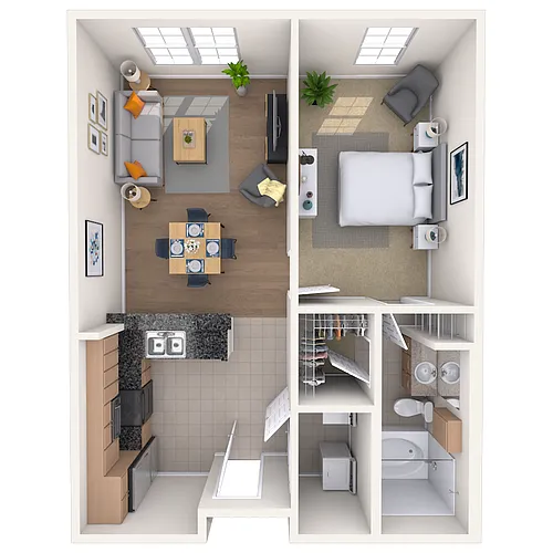 Floor plan Traditional 1x1 654-819 SF