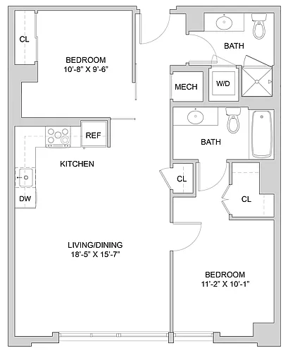 Floor plan 2 Bed_2 Bath-A1_2BR_SA