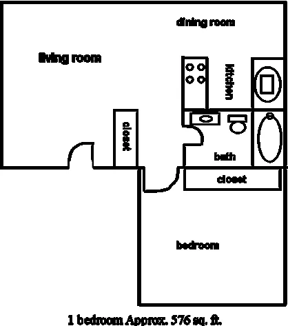 Floor plan 1 Bedroom 1 Bath