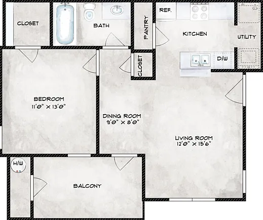 1 Bedroom Floorplan 1 Bedroom Floorplan