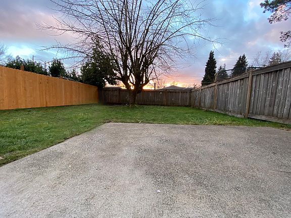 Large backyard with apple tree and BBQ pad
