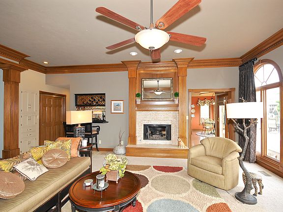 New stacked stone fireplace