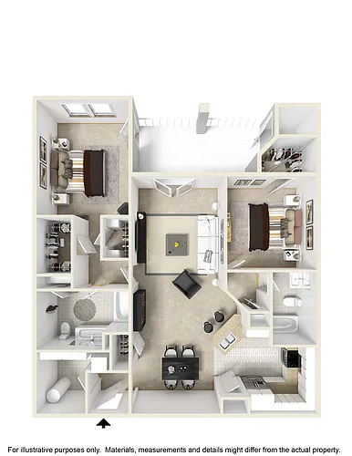 Floor plan B2 - The Calcutta - Two Bedroom, Two Bathroom
