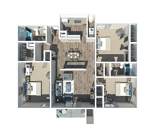 Floor plan 3 Bedroom 2 Bath
