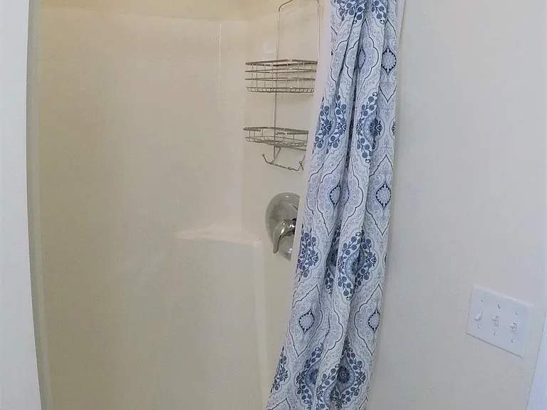 2nd bathroom shower stall with high mount shower nozzle
