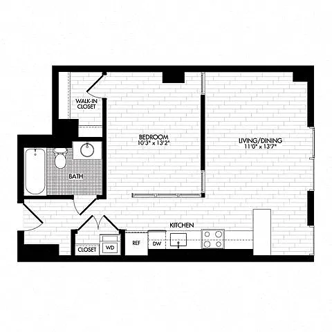 Floor plan Jr 1F-C (Affordable Housing)