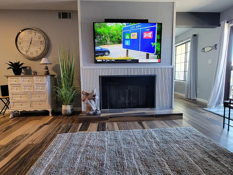 Large TV with streaming apps