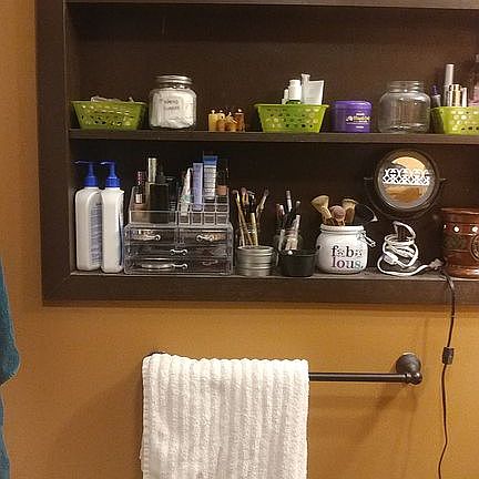 Built in bathroom shelving