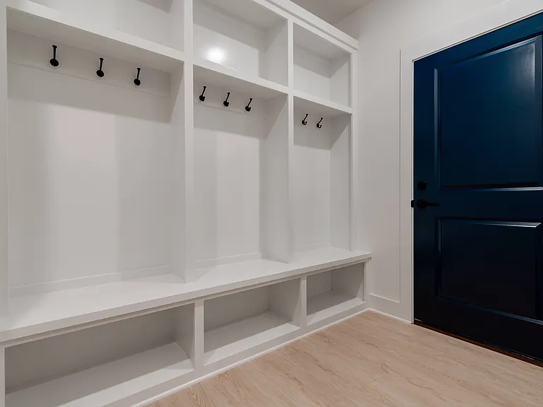 Mud room off the garage in the basement.