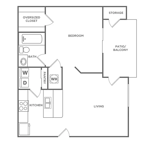 Floor plan Studio (690 SF)