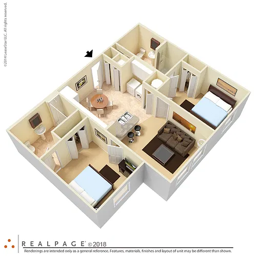 Floor plan 2 Bed 2 Bath B2