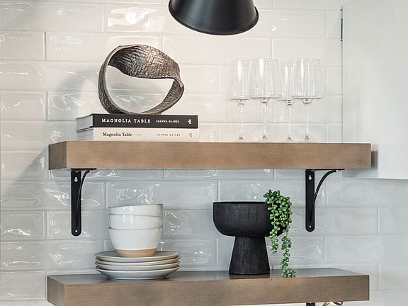 Kitchen with floating shelves