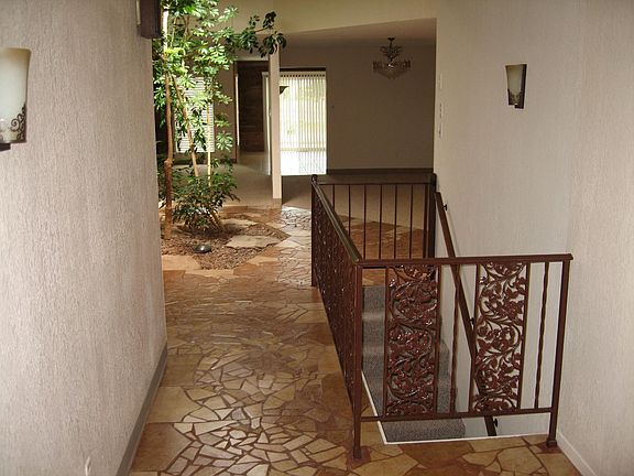 Downstairs stairway railing