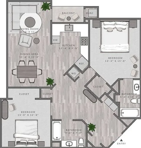 Floor plan B5-2x2 - East