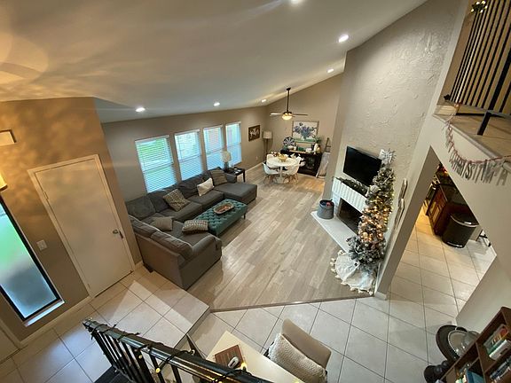 Living room and dining room viewed from stairs
