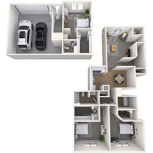 Floor plan Carriage Home 3x2 1624 SF