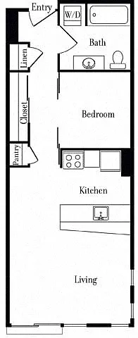 Floor plan 507 Open One Bedroom