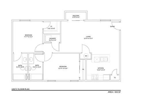 Floor plan 2 Bedroom 2 Bathroom C