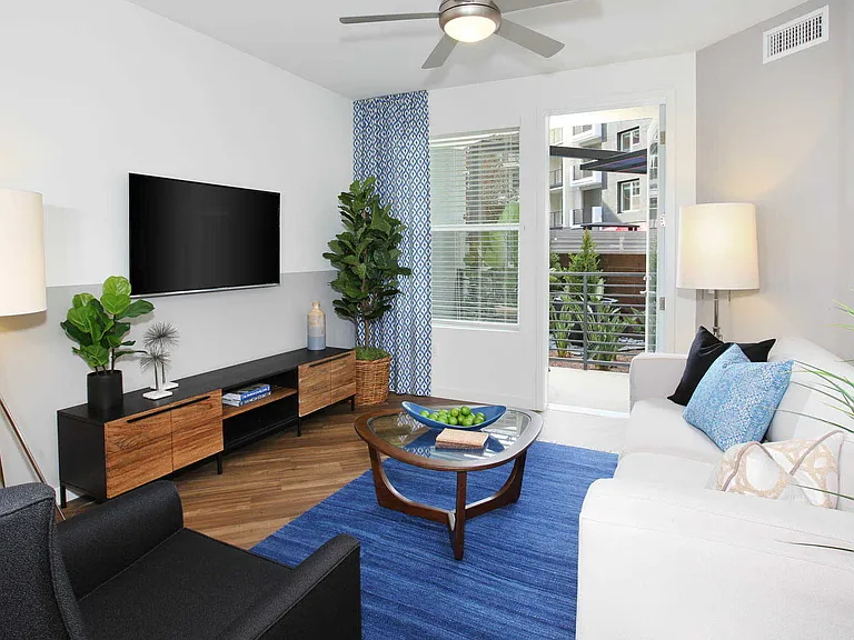 Living Room with Hard Surface Flooring and Balcony