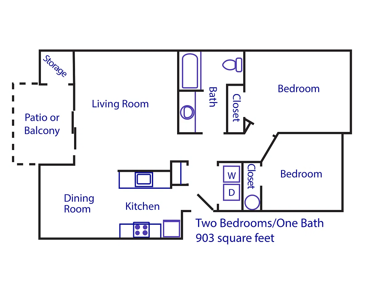 Floor plan Oversized 2 bed 1 bath