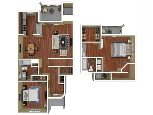 Floor plan 2 Bed, 2 Bath B