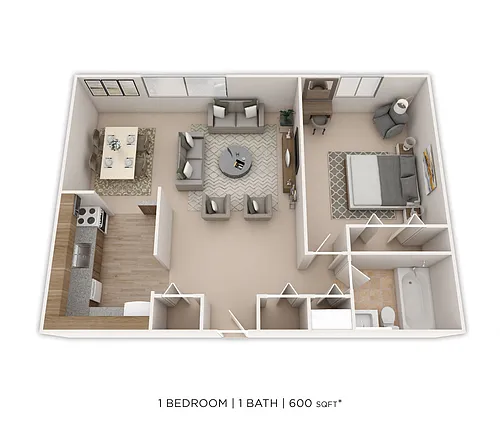 Floor plan One Bedroom- 660 sqft