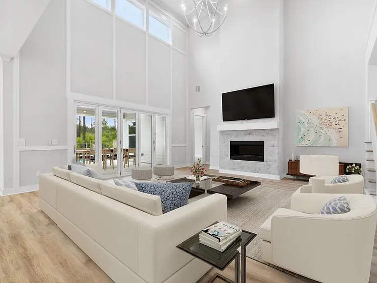 Gas fireplace, 22 foot ceilings and beautiful touchpoints.