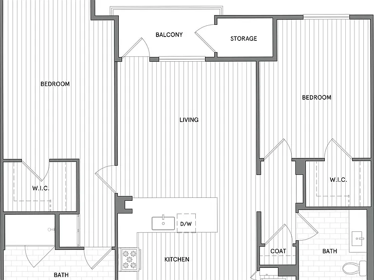 2 BR/2 BA floor plan Broadstone Mission Valley