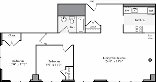 Floor plan The Lofts 2 Bedrooms T