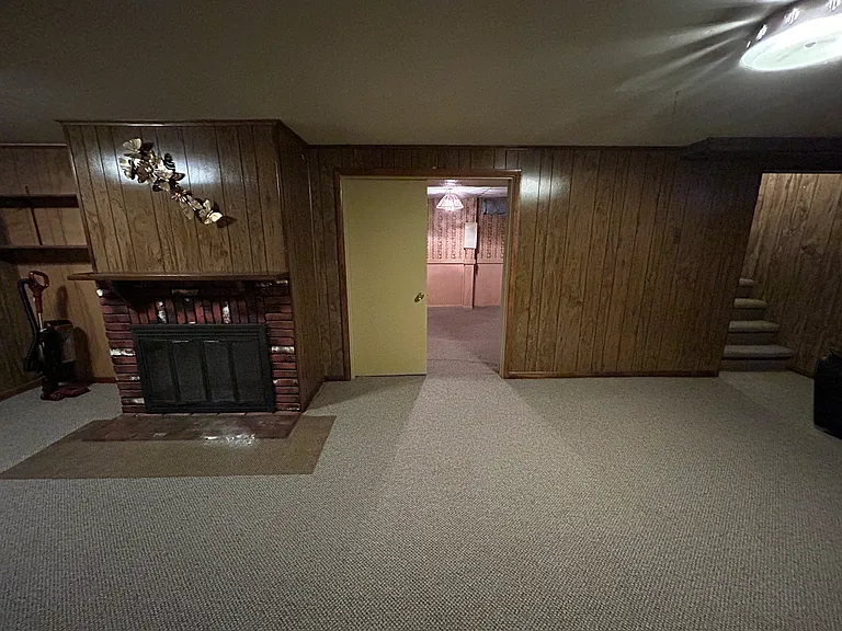 family room in basement